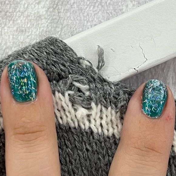 GORGEOUS LONG OPEN FRONT CARDIGAN SWEATER WINDOW PANE GRAY CREAM XL VGUC - Picture 9 of 11